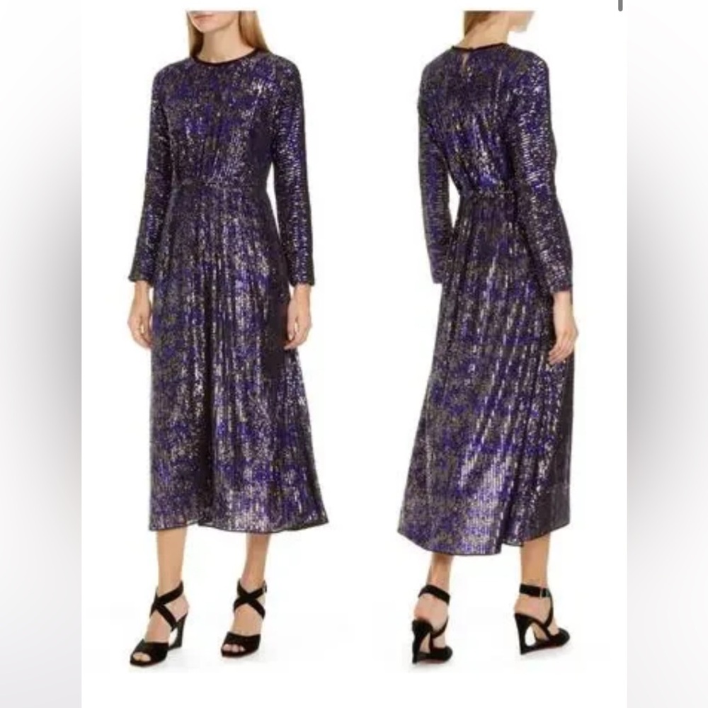 Rachel Comey Astraea Sequin Long Sleeve Midi Dress Size 8
